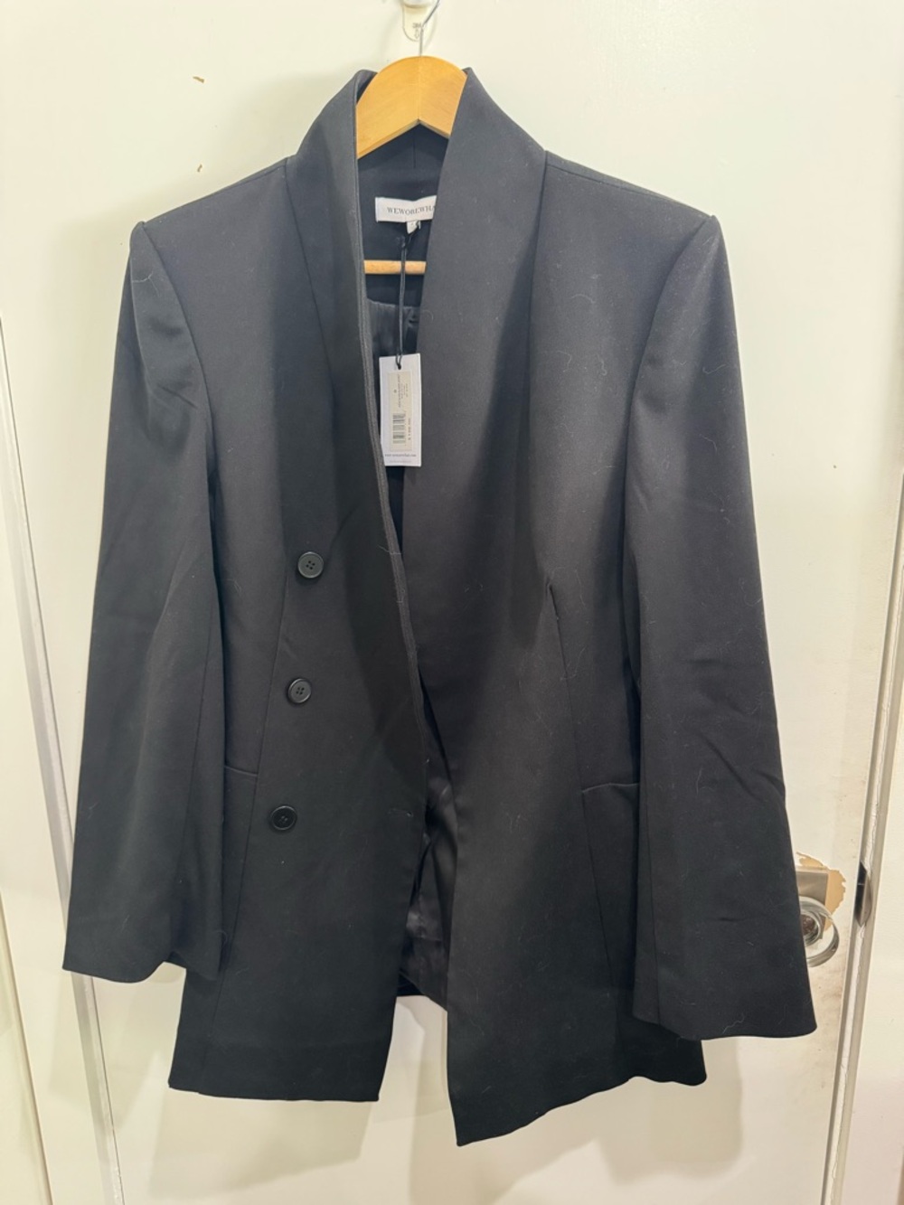 WeWoreWhat Black Double-Breasted Shawl Collar Blazer